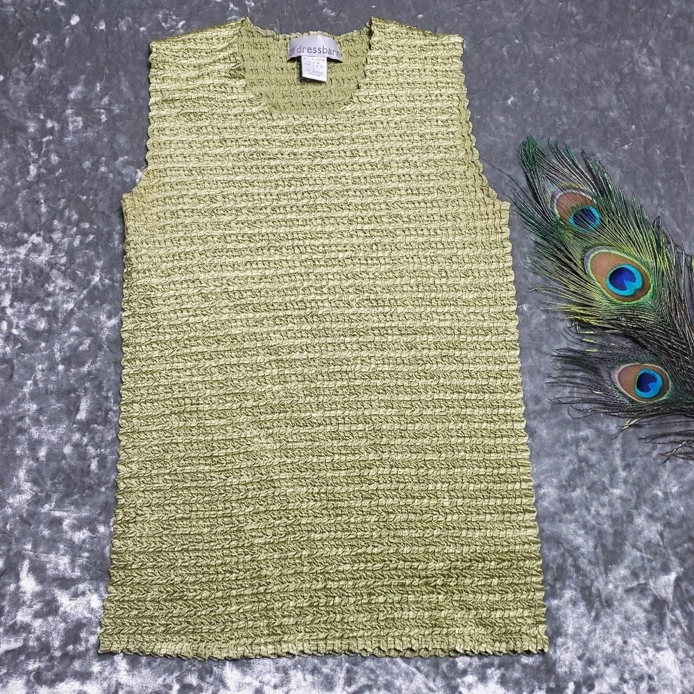 Dress Barn Sleeveless Ruched Green Tank Top‎